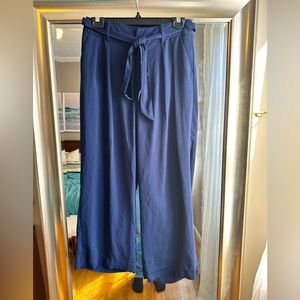A New day wide legged navy belted tie pants